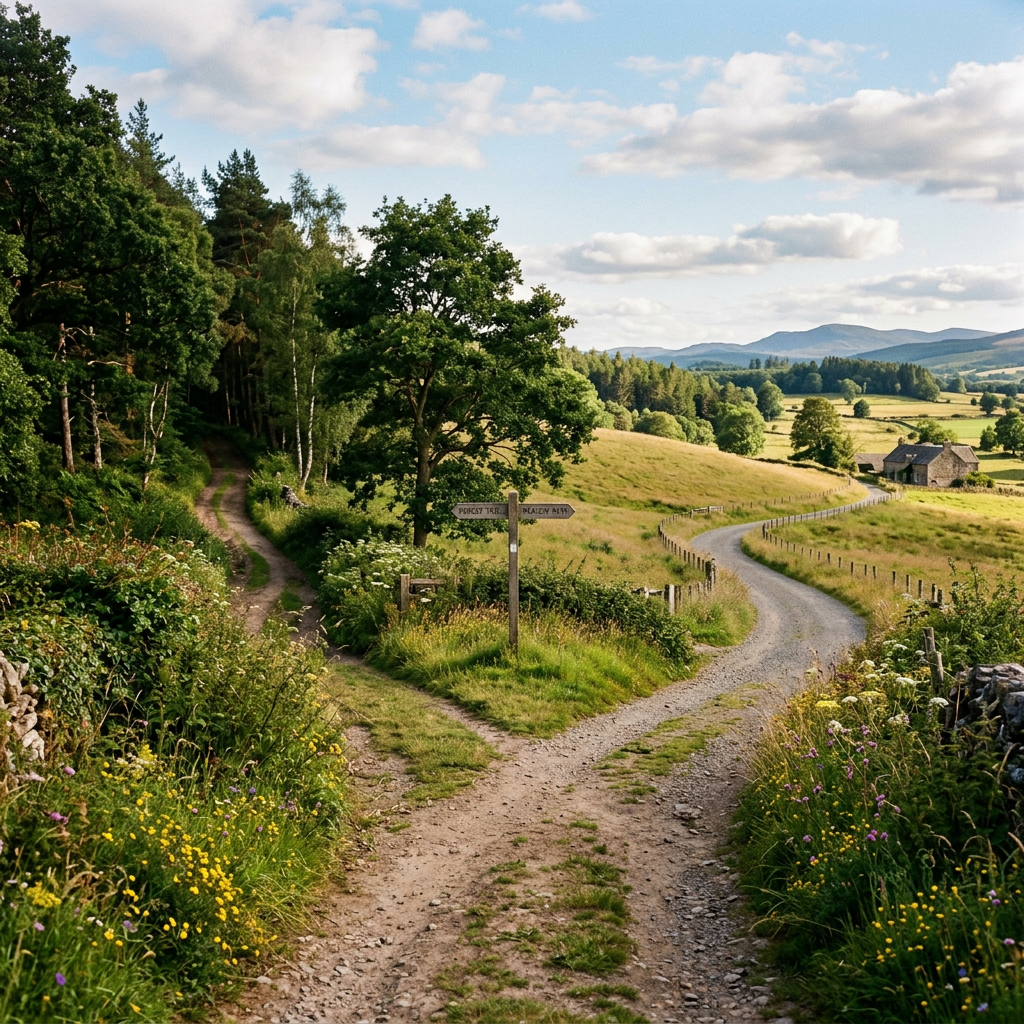 Path splitting into two divergent roads